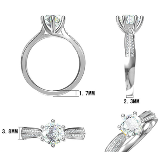 1.5CT Moissanite Ring In Sterling Silver