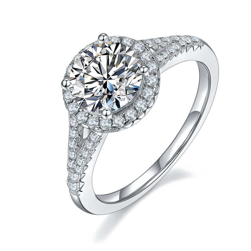 1.5CT Round Cut Moissanite Ring In Sterling Silver