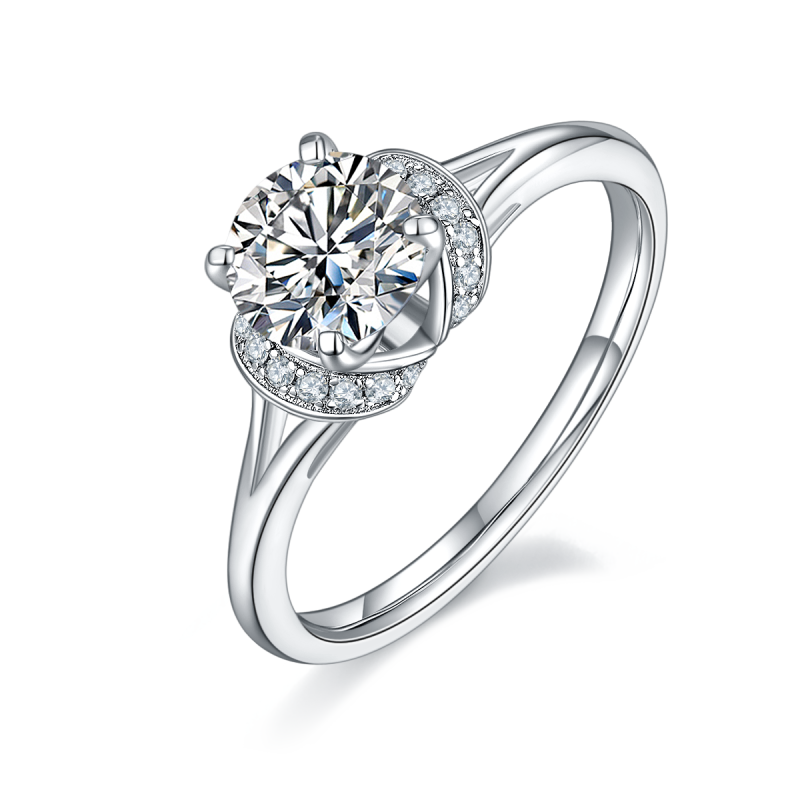 1CT Moissanite Ring In Sterling Silver