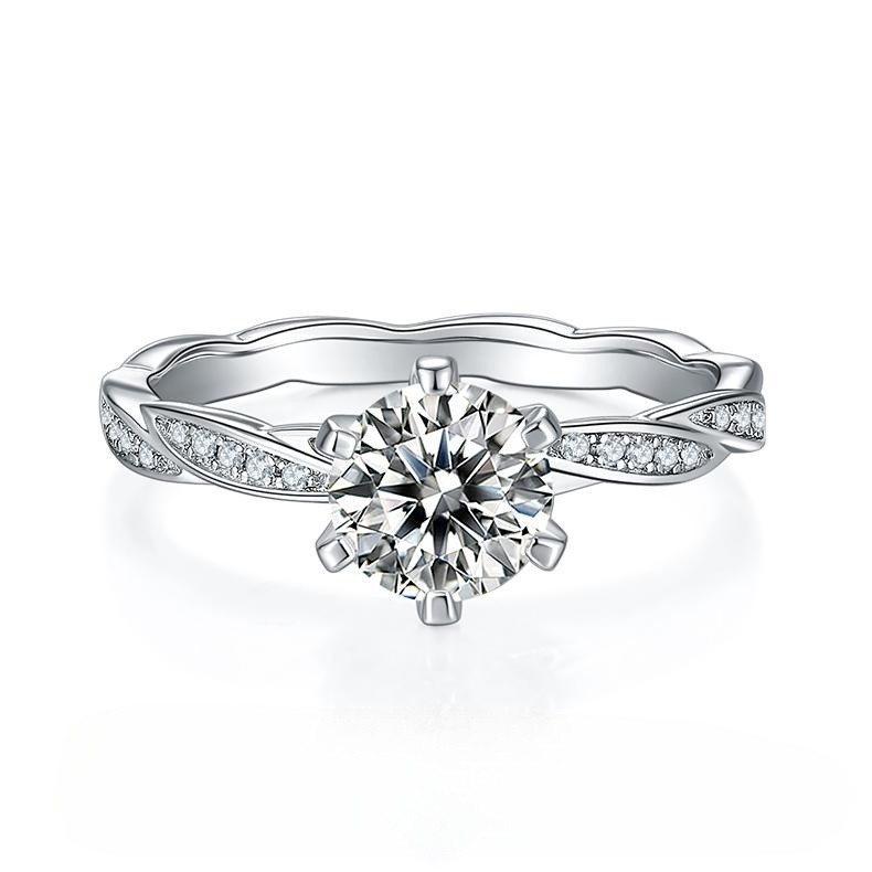 1CT Moissanite Ring In Sterling Silver