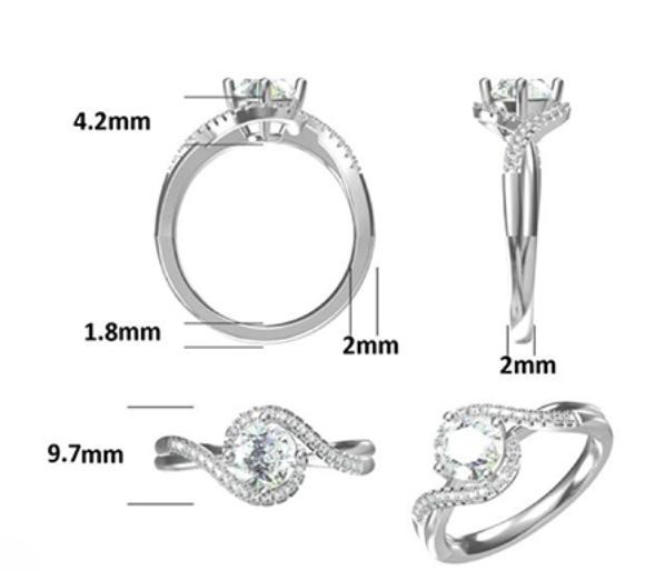 1CT Moissanite Ring In Sterling Silver