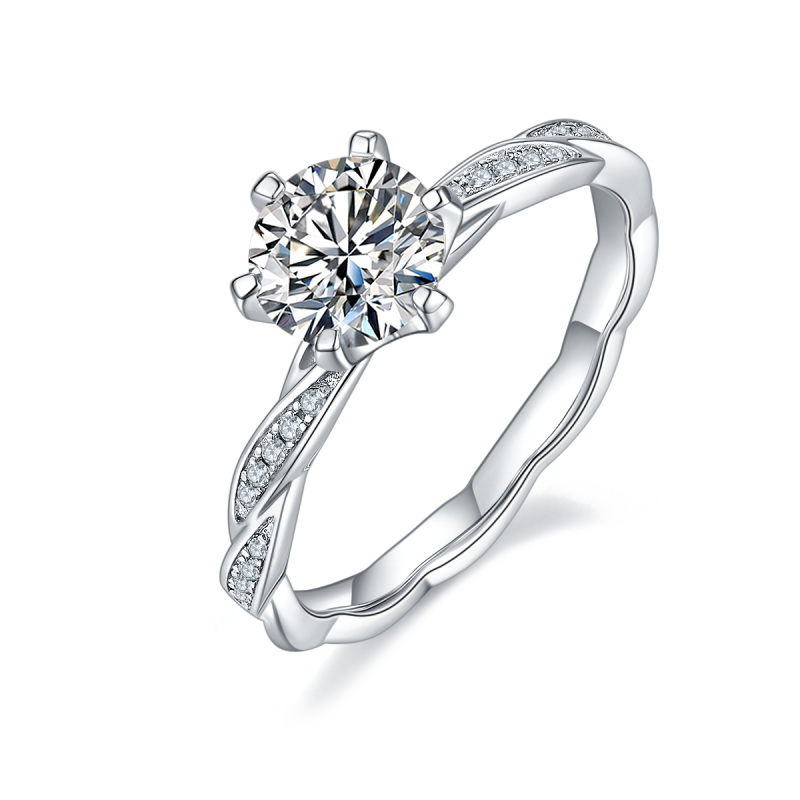 1CT Moissanite Ring In Sterling Silver