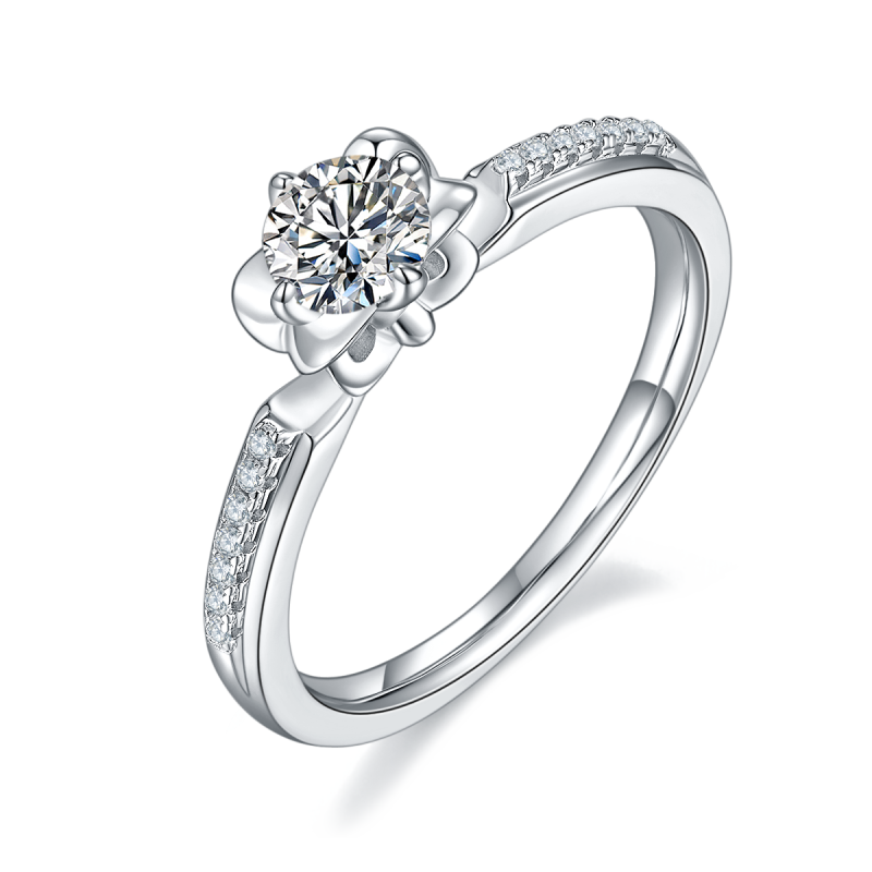 0.5CT Moissanite Ring In Sterling Silver