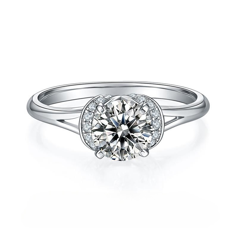 1CT Moissanite Ring In Sterling Silver