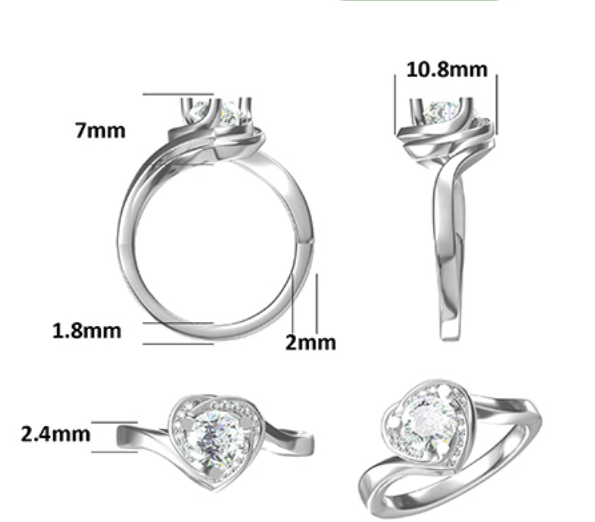 1CT Moissanite Ring In Sterling Silver