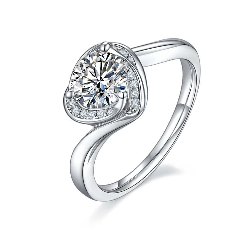 1CT Moissanite Ring In Sterling Silver