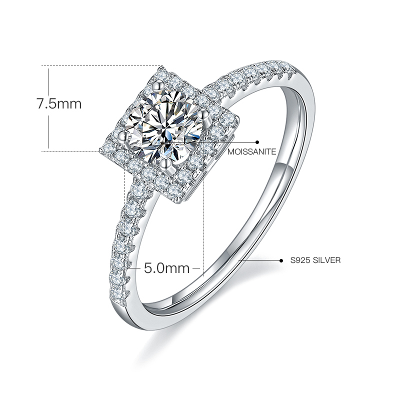 0.5CT Moissanite Ring In Sterling Silver