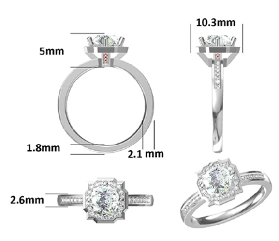 1CT Moissanite Ring In Sterling Silver