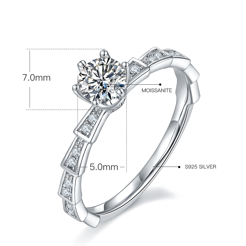 0.5CT Moissanite Ring In Sterling Silver