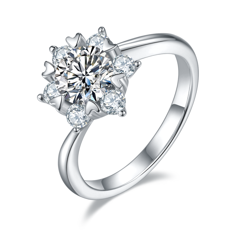 1CT Moissanite Ring In Sterling Silver