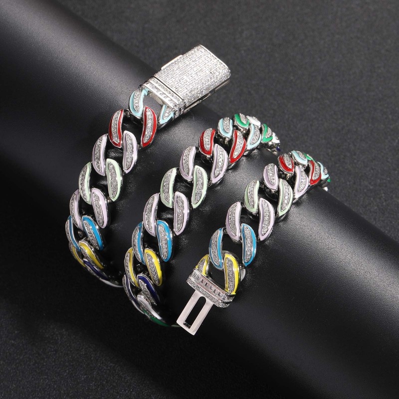 15mm Colorful Miami Cuban Bracelet/Chain