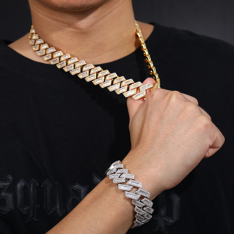 20mm Baguette Diamond Miami Cuban Bracelet/Chain