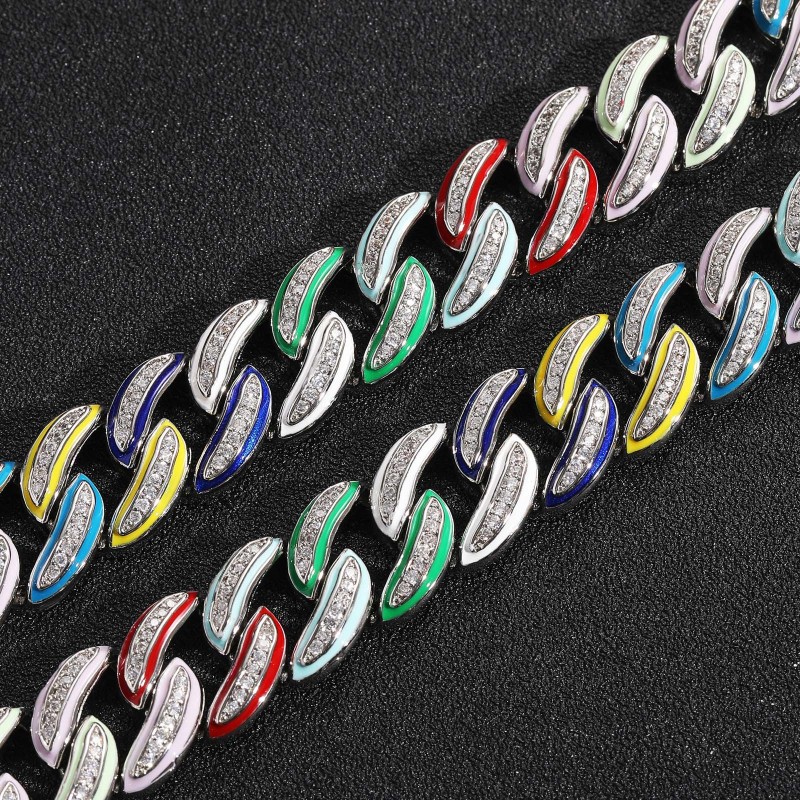 15mm Colorful Miami Cuban Bracelet/Chain