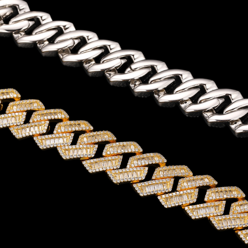 20mm Baguette Diamond Miami Cuban Bracelet/Chain