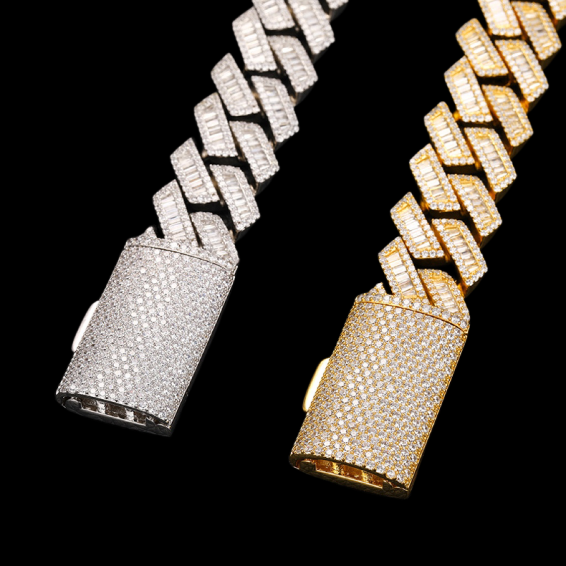 20mm Baguette Diamond Miami Cuban Bracelet/Chain