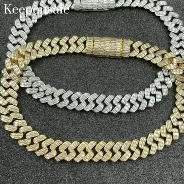 17mm Baguette Diamond Miami Cuban Bracelet/Chain