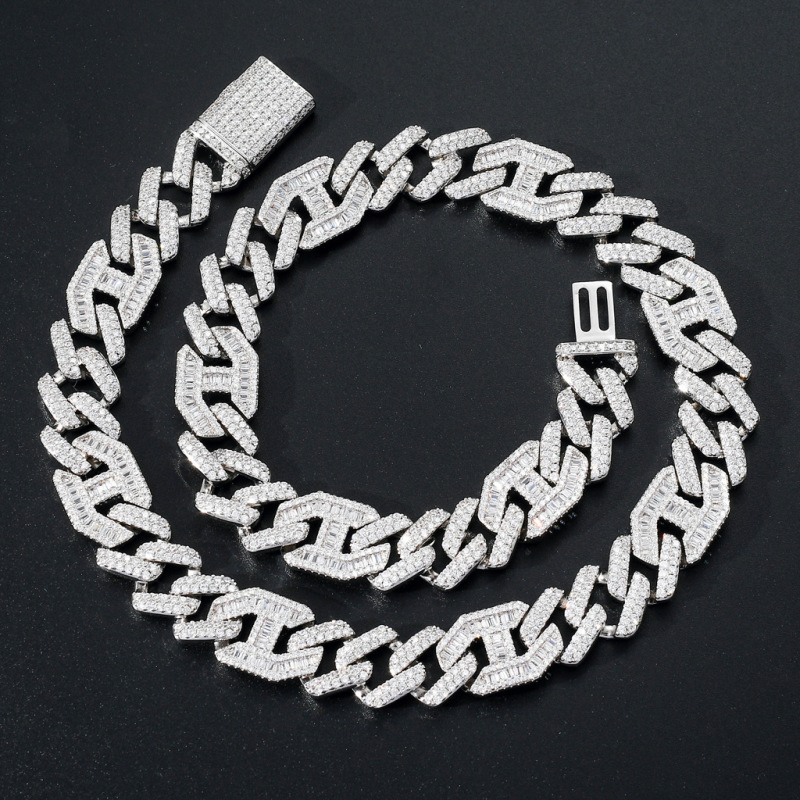 15mm Baguette Diamond Miami Cuban Bracelet/Chain