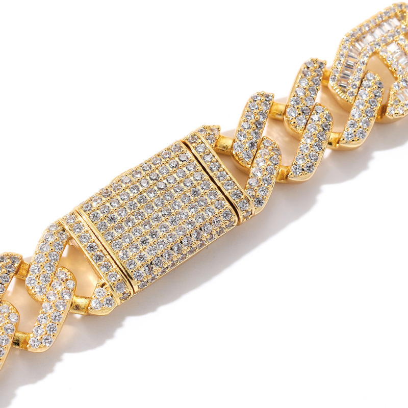 15mm Baguette Diamond Miami Cuban Bracelet/Chain