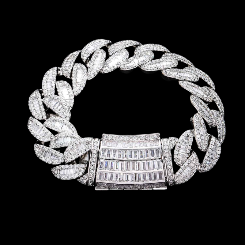 20mm Baguette Diamond Miami Cuban Bracelet/Chain