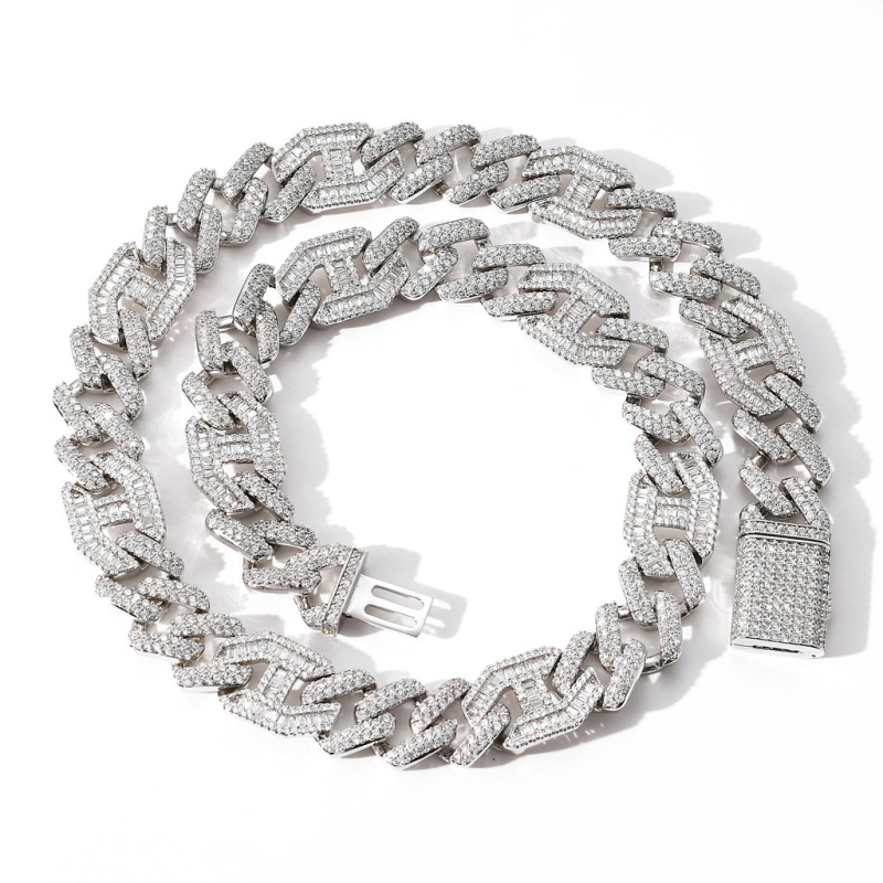 15mm Baguette Diamond Miami Cuban Bracelet/Chain