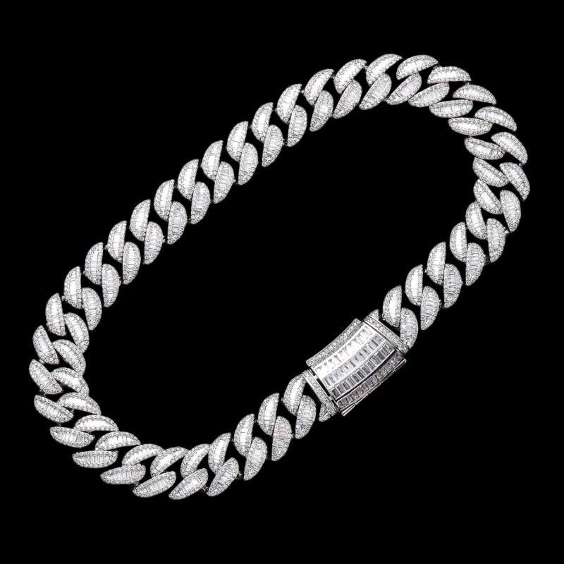 20mm Baguette Diamond Miami Cuban Bracelet/Chain