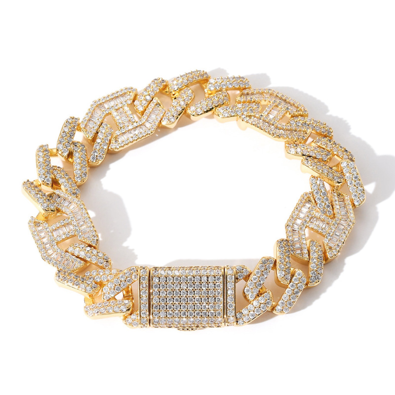 15mm Baguette Diamond Miami Cuban Bracelet/Chain