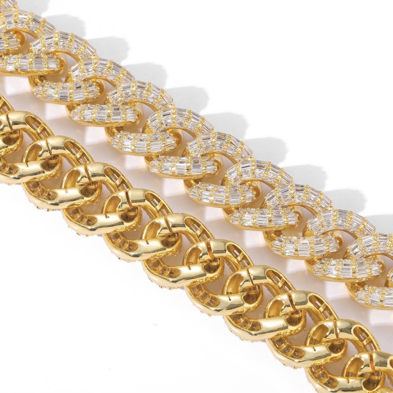 16mm Baguette Diamond Miami Cuban Bracelet/Chain