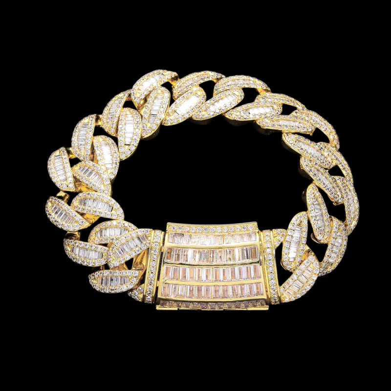 20mm Baguette Diamond Miami Cuban Bracelet/Chain