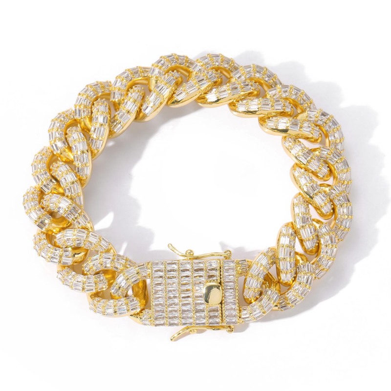 16mm Baguette Diamond Miami Cuban Bracelet/Chain