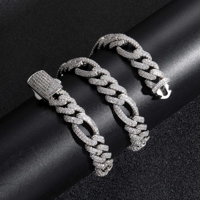 12mm Baguette Diamond Miami Cuban Bracelet/Chain