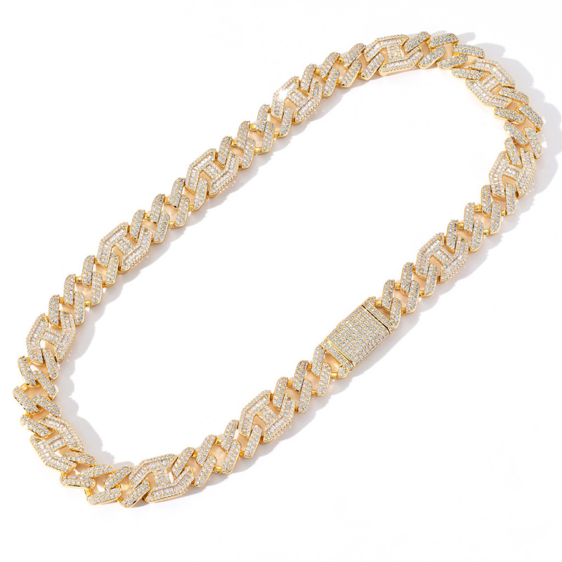 15mm Baguette Diamond Miami Cuban Bracelet/Chain