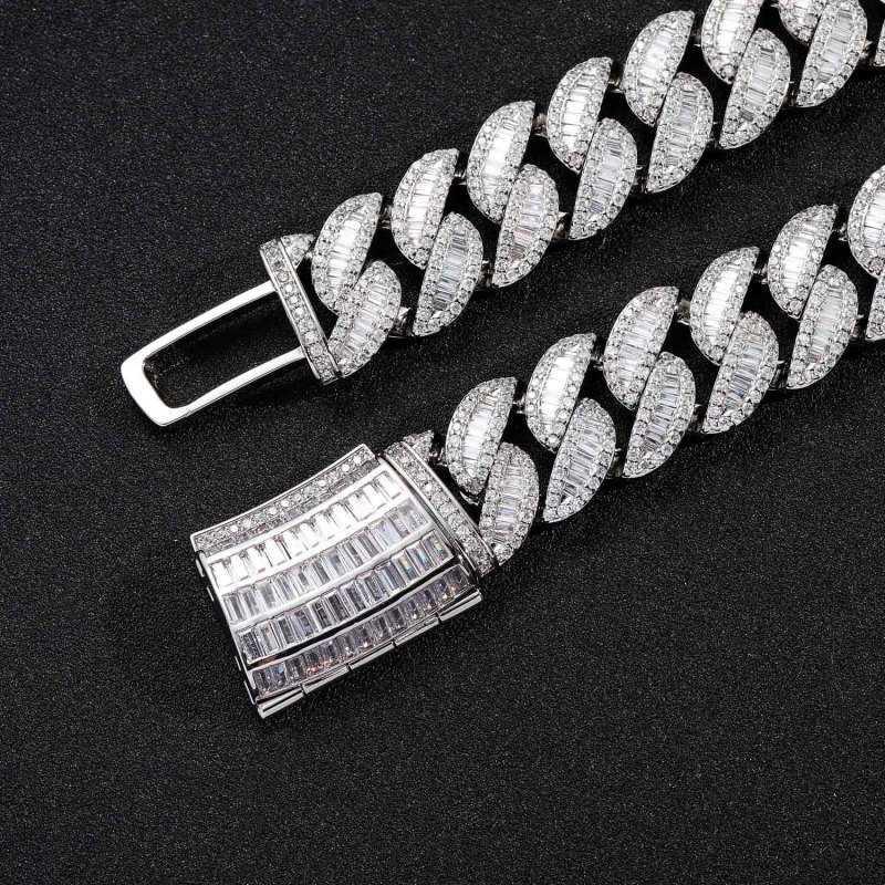 20mm Baguette Diamond Miami Cuban Bracelet/Chain