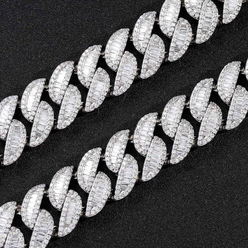 20mm Baguette Diamond Miami Cuban Bracelet/Chain