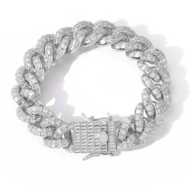 16mm Baguette Diamond Miami Cuban Bracelet/Chain