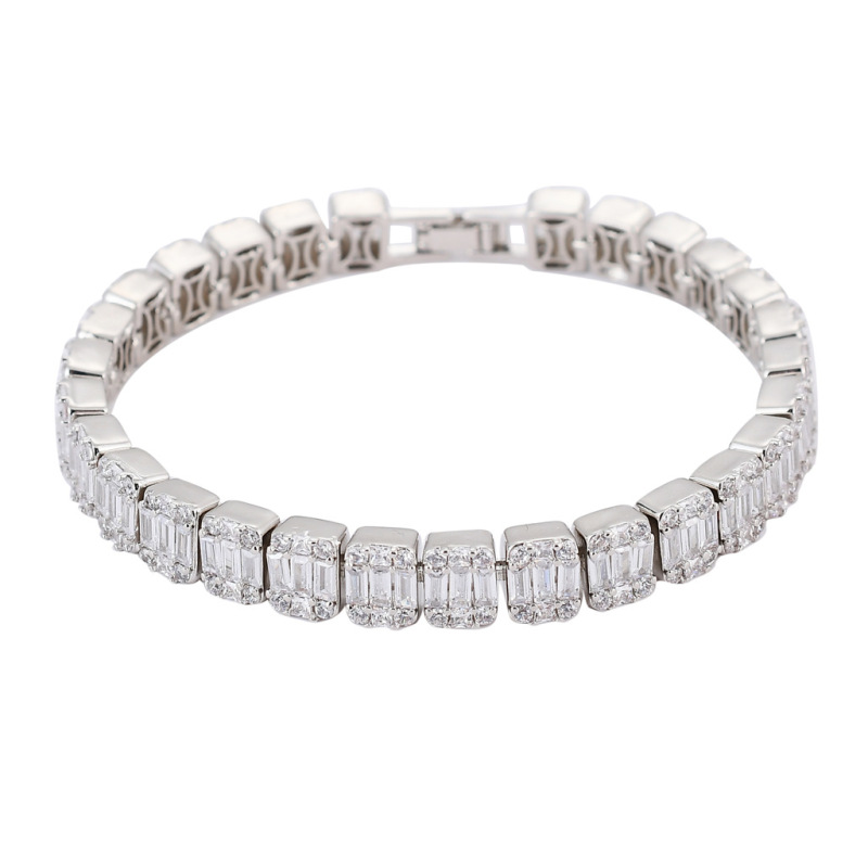 9mm Baguette Diamond Cuban Bracelet