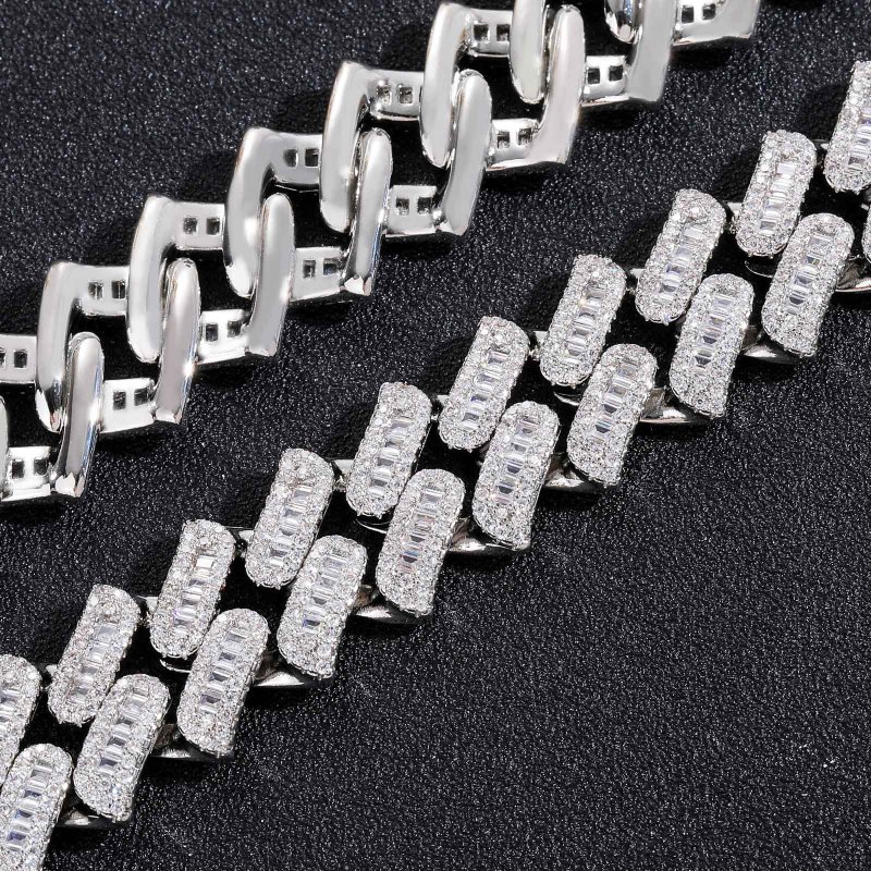 16mm Baguette Diamond Miami Cuban Bracelet/Chain