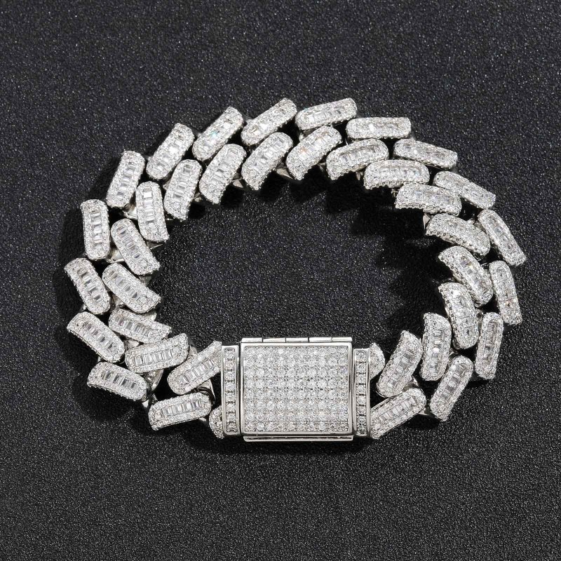 16mm Baguette Diamond Miami Cuban Bracelet/Chain