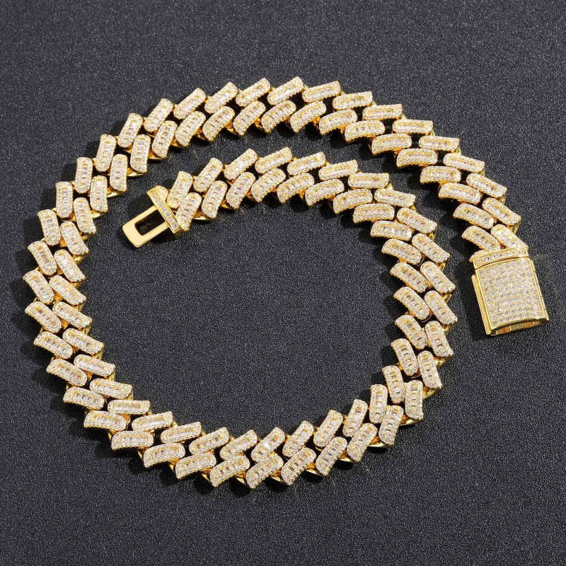 16mm Baguette Diamond Miami Cuban Bracelet/Chain