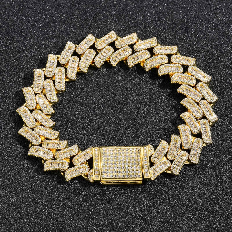 16mm Baguette Diamond Miami Cuban Bracelet/Chain