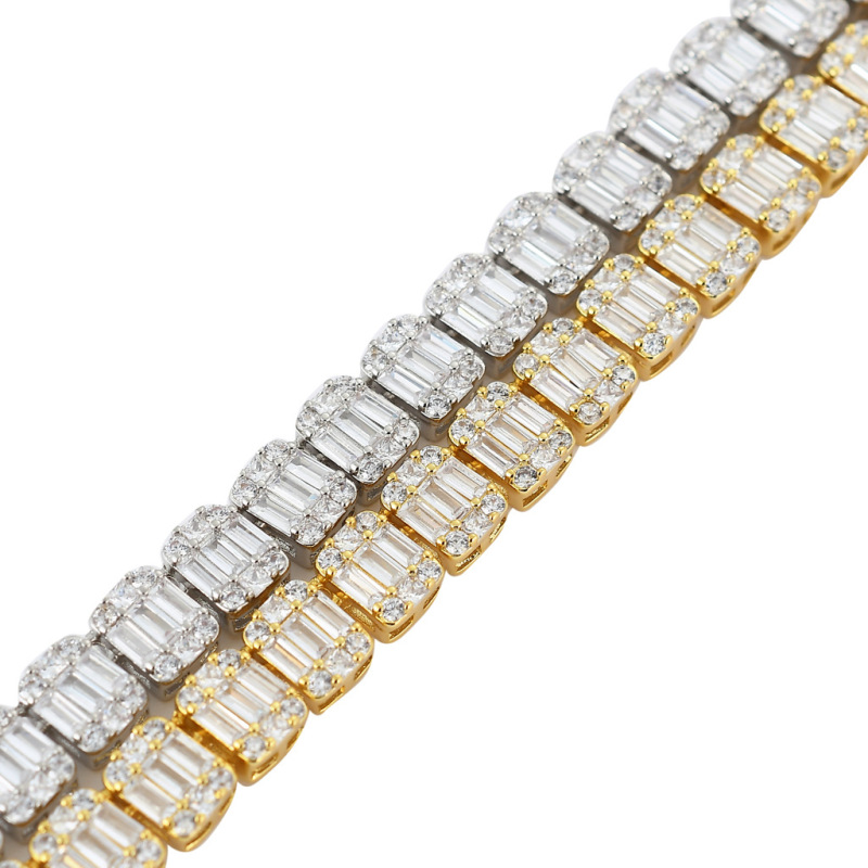 9mm Baguette Diamond Cuban Bracelet