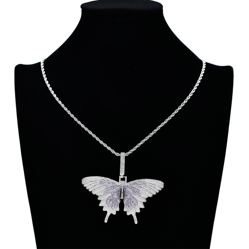 Butterfly Pendant With Free Rope Chain