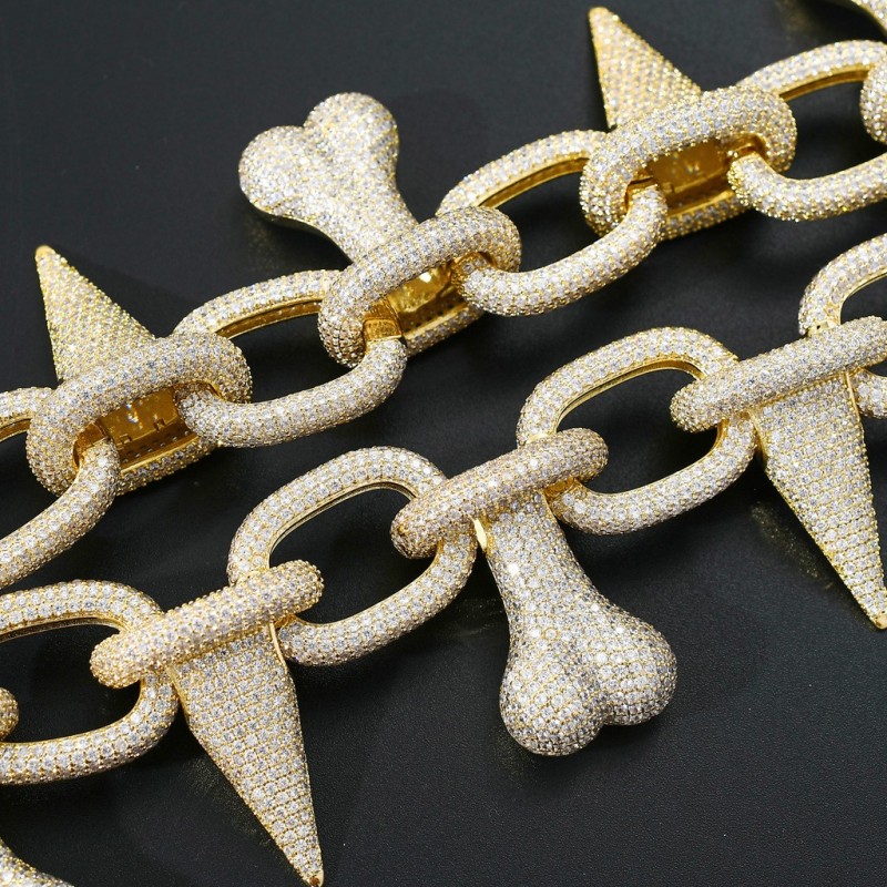 Punk Bone Spikes Link Chain Cuban Chain