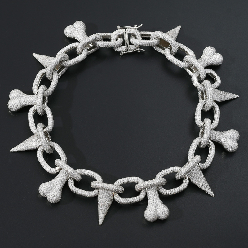 Punk Bone Spikes Link Chain Cuban Chain