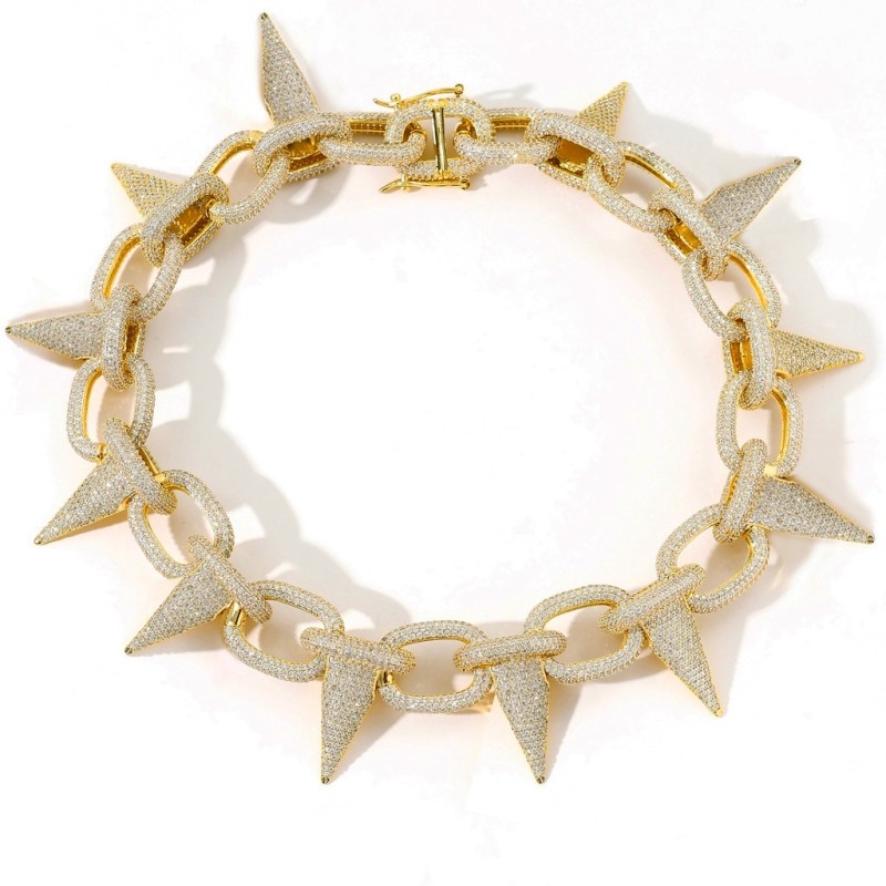 Punk Bone Spikes Link Chain Cuban Chain