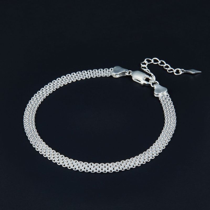 Woven Hollow Rope Chain Bracelet In Sterling Silver 8''
