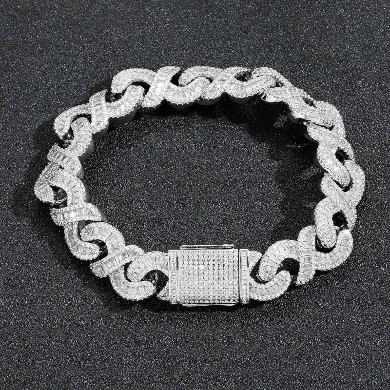 12mm Baguette Diamond Cuban Bracelet/Chain