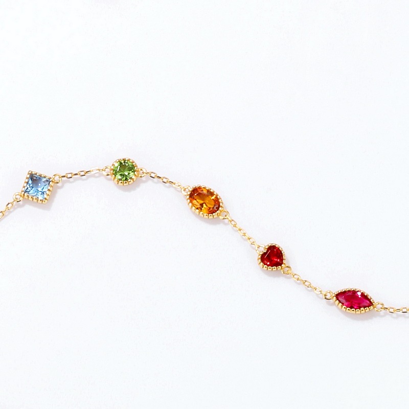 Multicolor Gemstone Bracelet In Sterling Silver