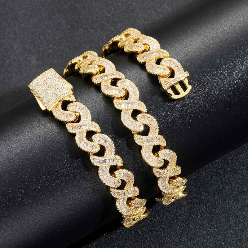 12mm Baguette Diamond Cuban Bracelet/Chain