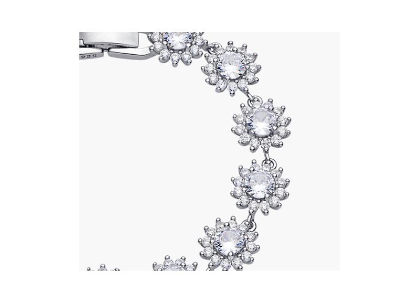 Flower Bracelet In Sterling Silver