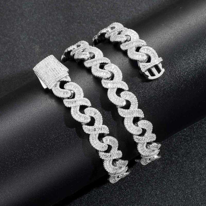 12mm Baguette Diamond Cuban Bracelet/Chain